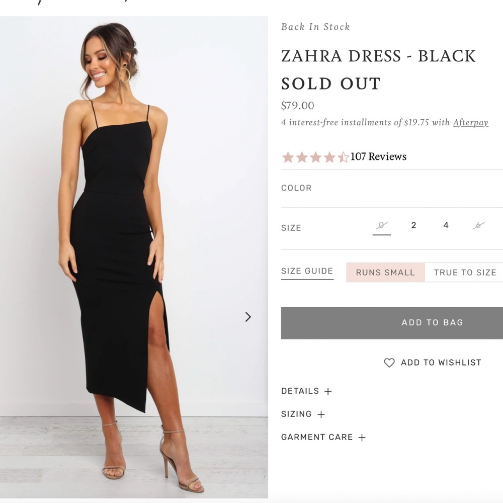 Asymmetrical Petal and Pup Zahra Dress - Black - Size 4